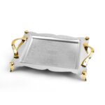 سینی استیل دالبری کوچک پایه دار طلایی-B3268G