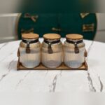 ست پا سماوری ۳ پارچه بلور عسلی